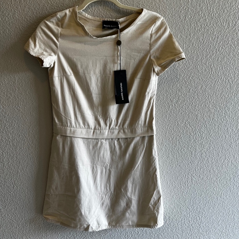 NWT Mauro Gasperi Beige Mini Dress Size 36 (small)